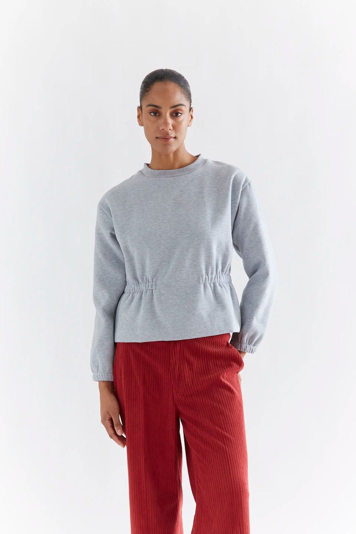 Felpa basica in misto cotone grigio