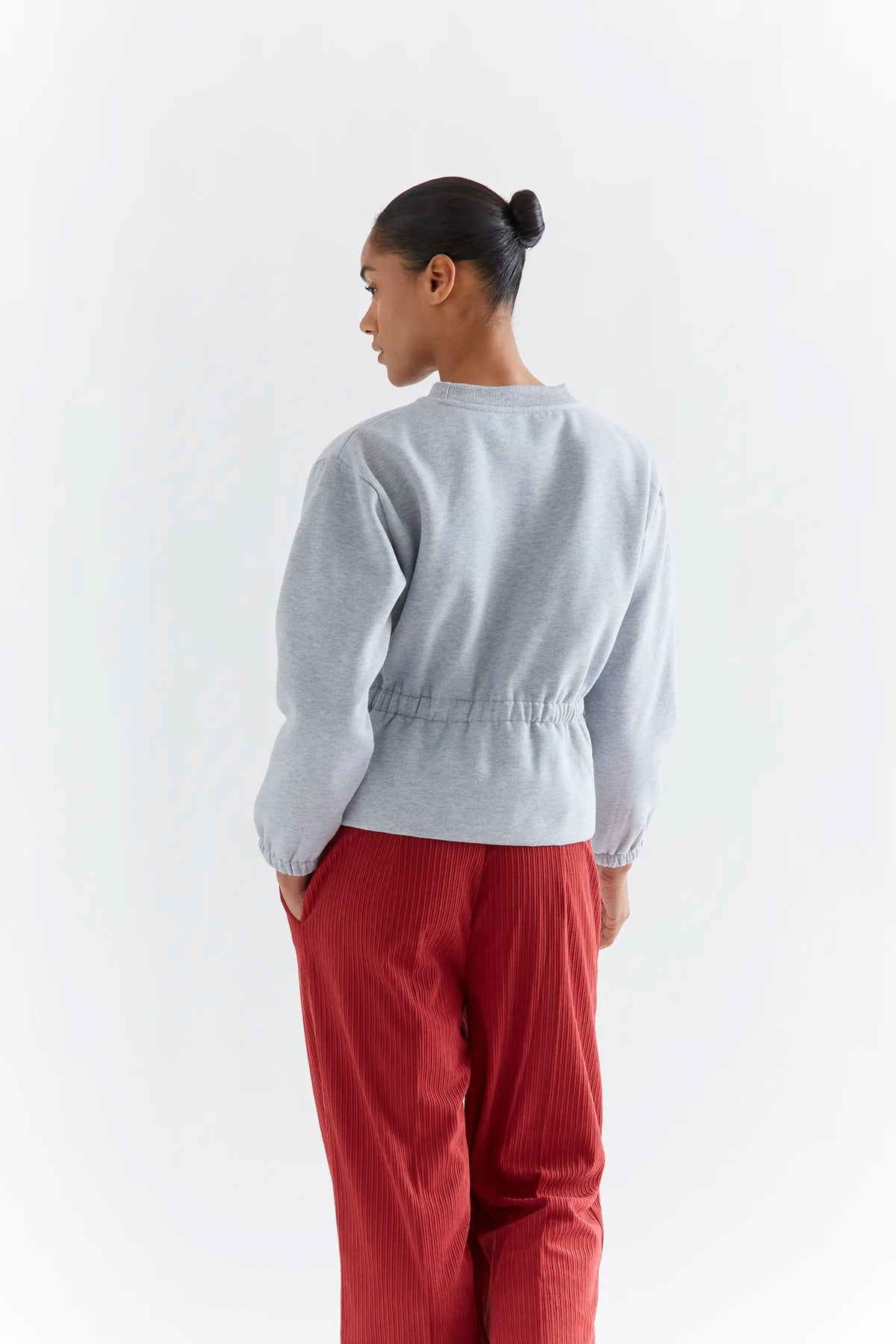 Felpa basica in misto cotone grigio