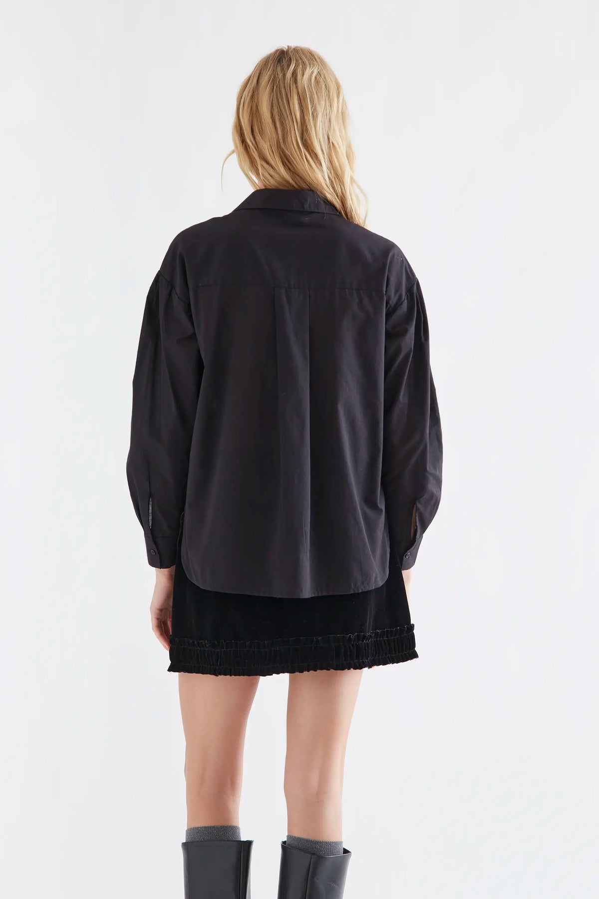 100% black cotton shirt with embroidered "CF" heart