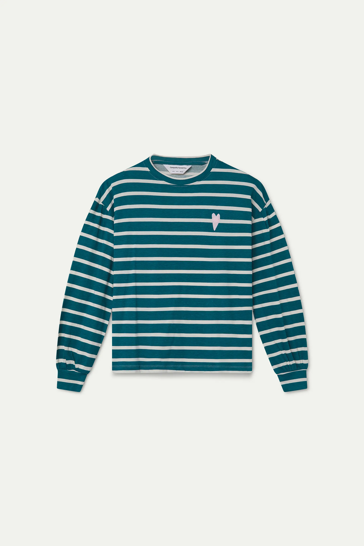 100% cotton T-shirt with white and green stripe print