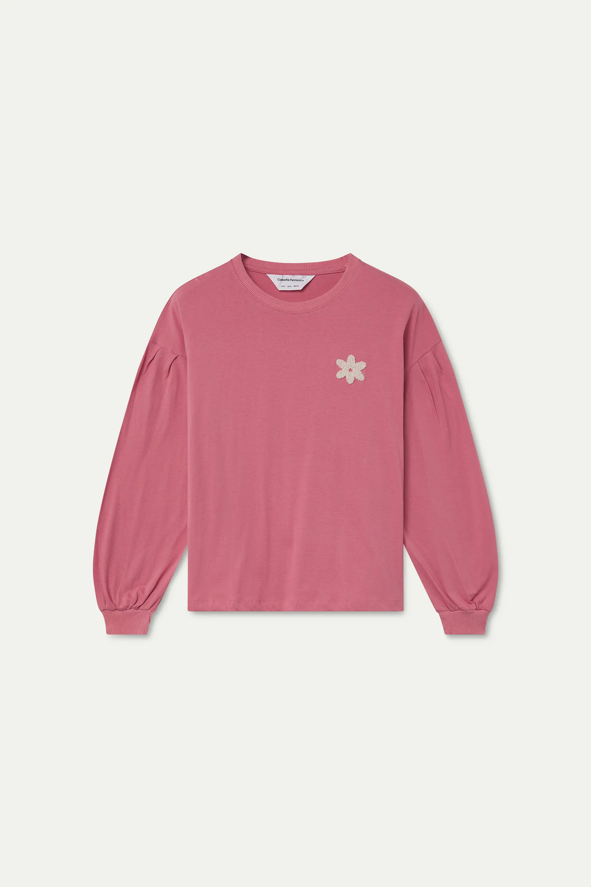100% cotton pink T-shirt with flower patch