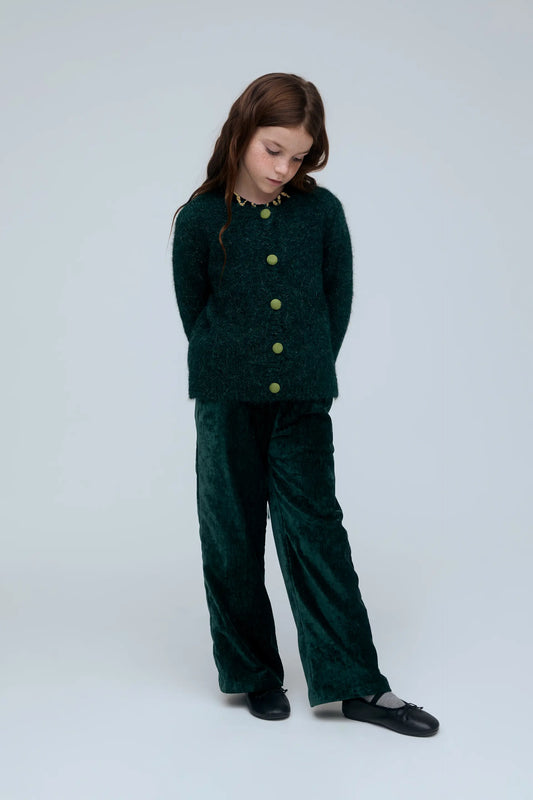 Cardigan bambina in misto lana verde