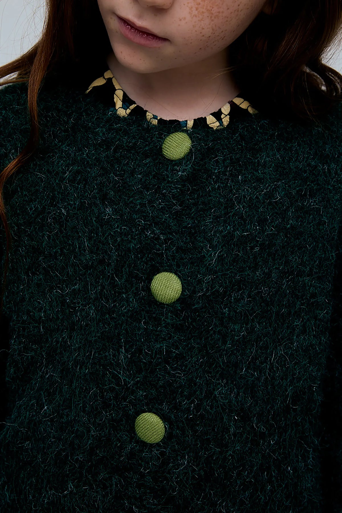 Cardigan bambina in misto lana verde