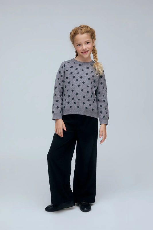 Jersey de niña con estampado de puntos Catahoula gris