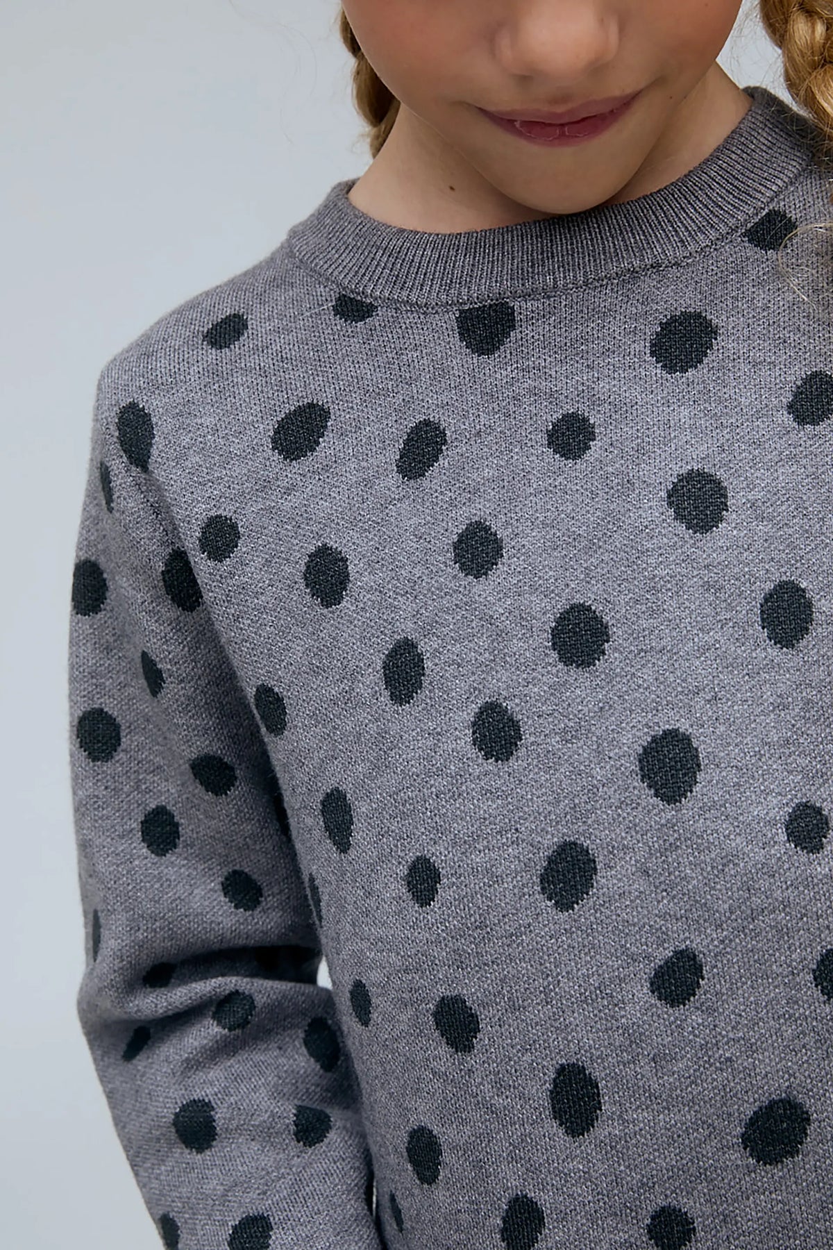 Jersey de niña con estampado de puntos Catahoula gris