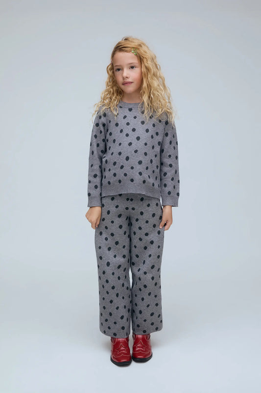 Pantalón de niña con estampado de puntos Catahoula gris
