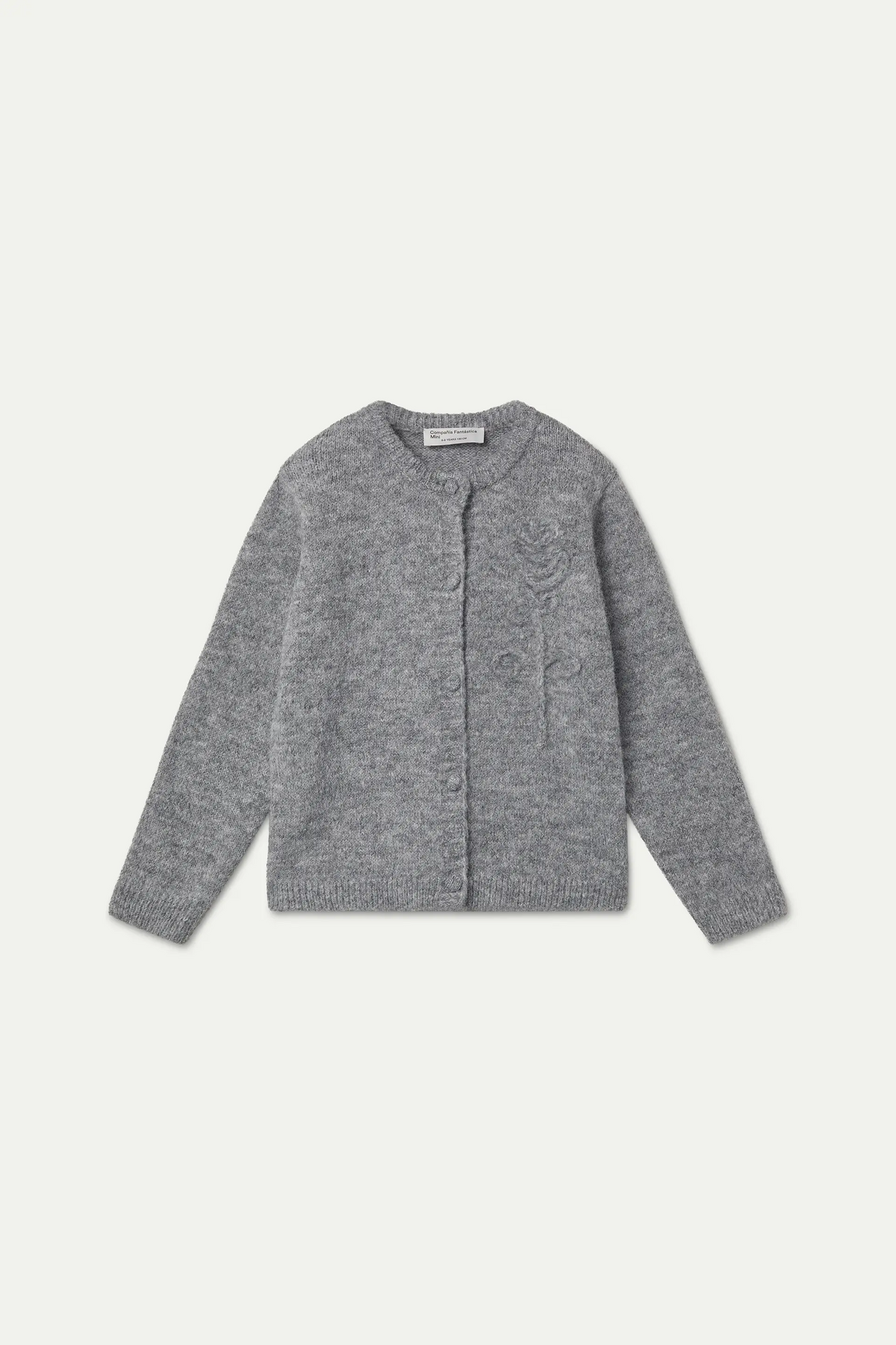 Girl's gray cardigan with floral embroidery