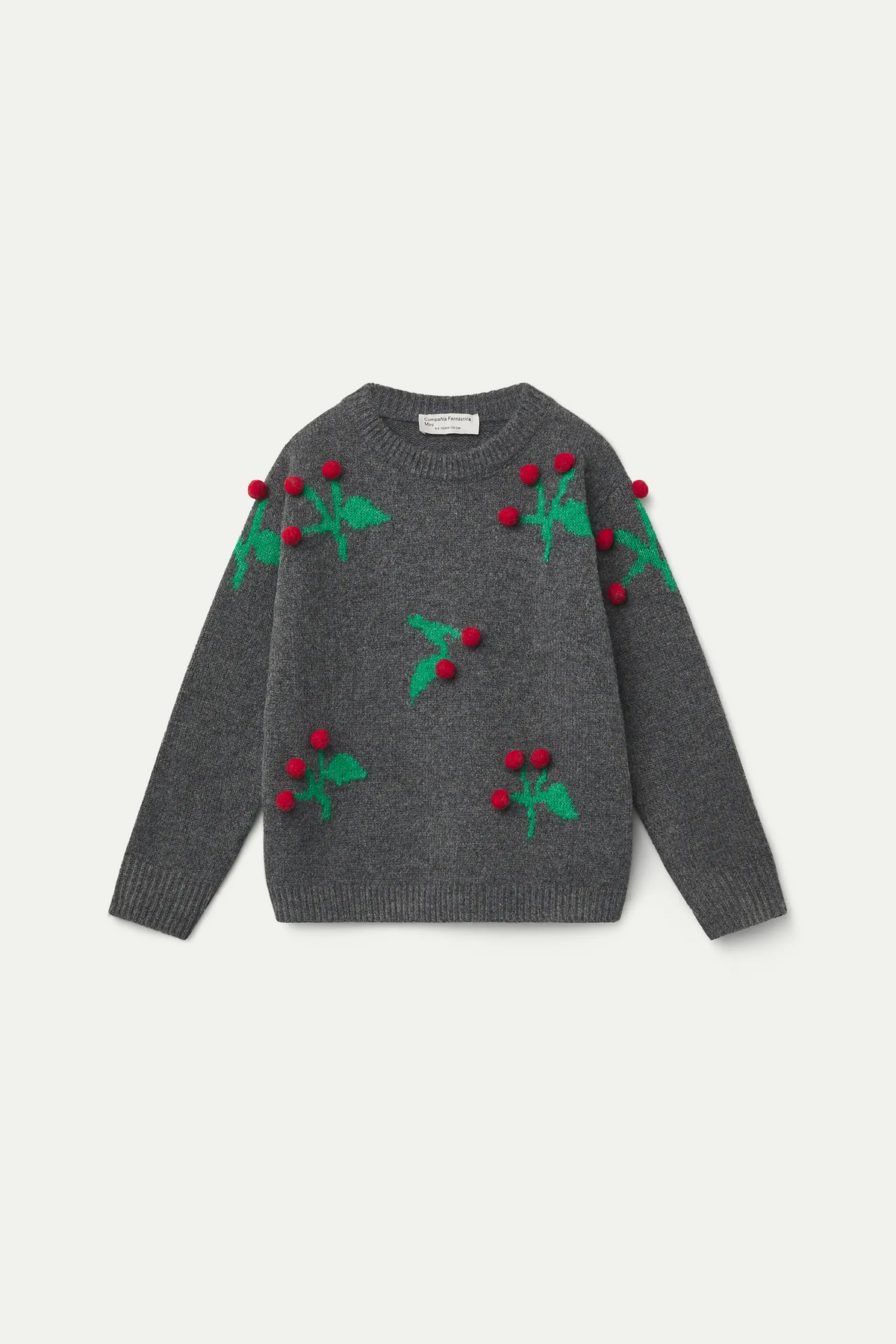 Girls' sweater with Christmas mistletoe detail