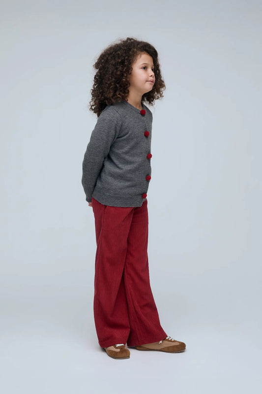 Pantalón 100% algodón pana rojo de niña