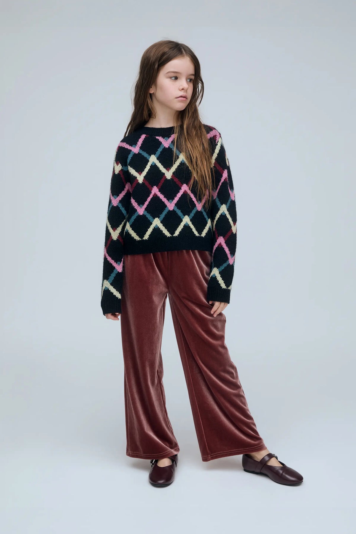 Pantalón de niña de terciopelo rosa