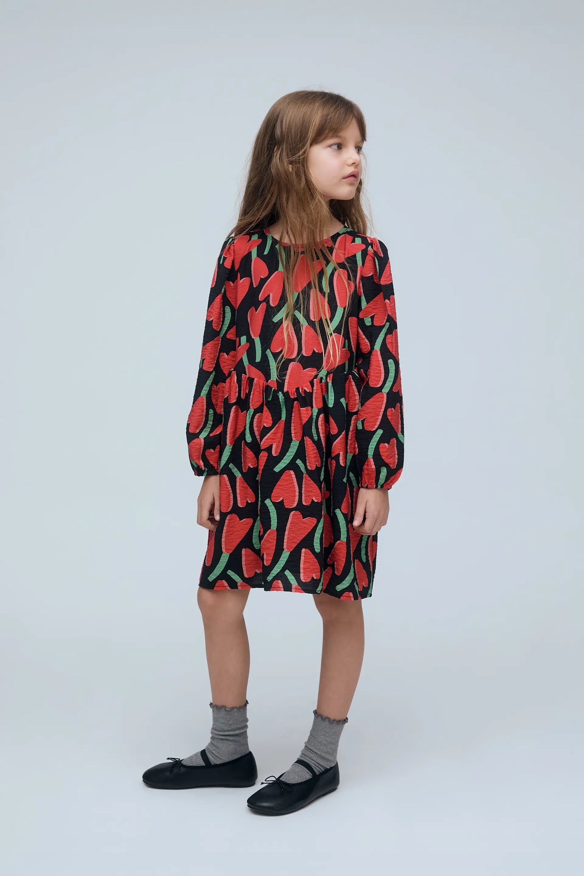 Vestido corto de niña con estampado Ciclamen