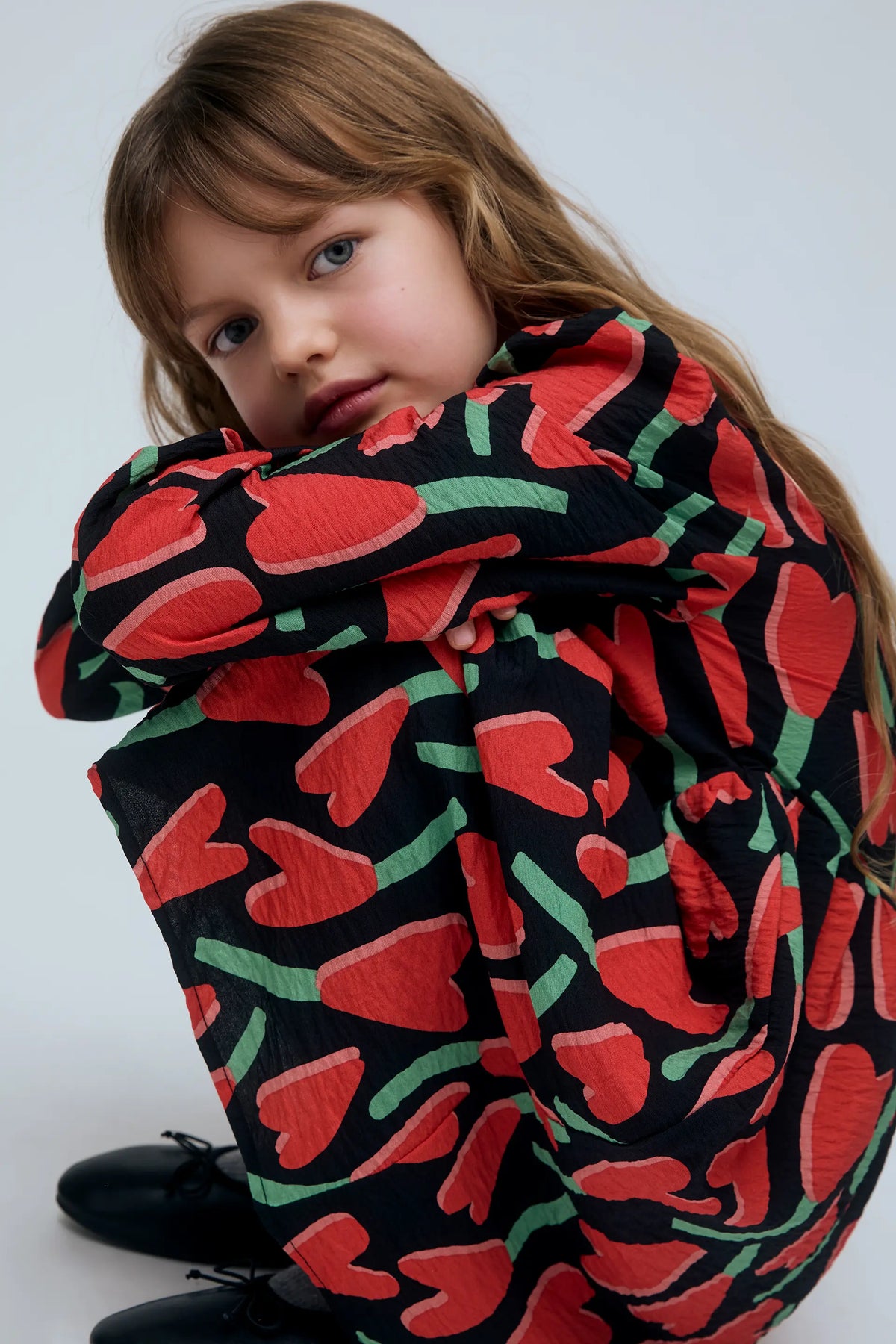 Vestido corto de niña con estampado Ciclamen
