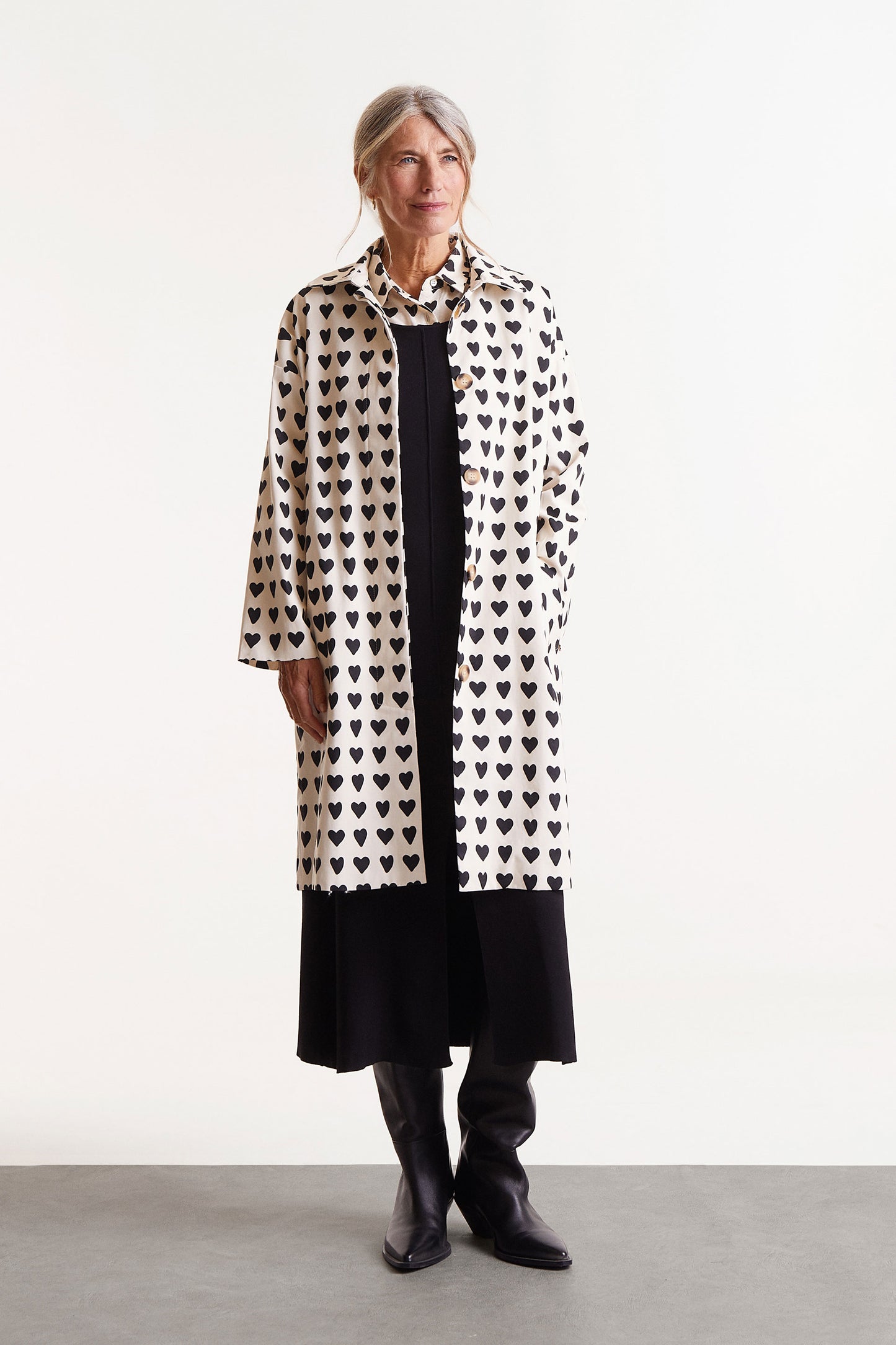 Heart print trench coat