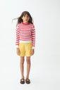 Girls' striped sweater, white and red
